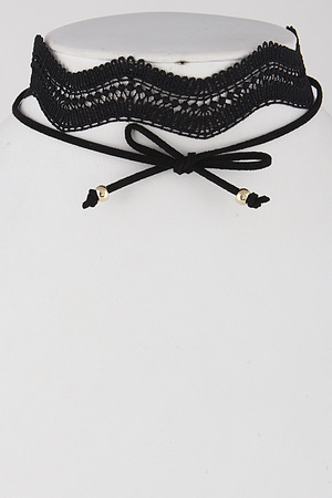 Wavy Lacy Choker Necklace With String 6IBD10